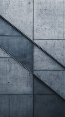 A minimalist concrete wall with diagonal lines and shadows, emphasizing industrial design.