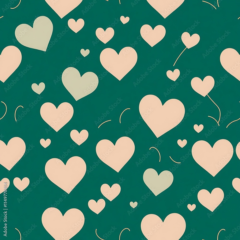 Poster seamless heart pattern: a whimsical and charming seamless pattern featuring scattered hearts in soft