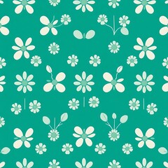 Seamless Teal Daisy Pattern 