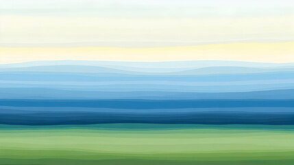 Obraz premium A serene landscape with soft, layered colors representing hills and sky.