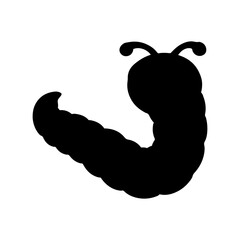 Black cartoon worm silhouette vector illustration on white background
