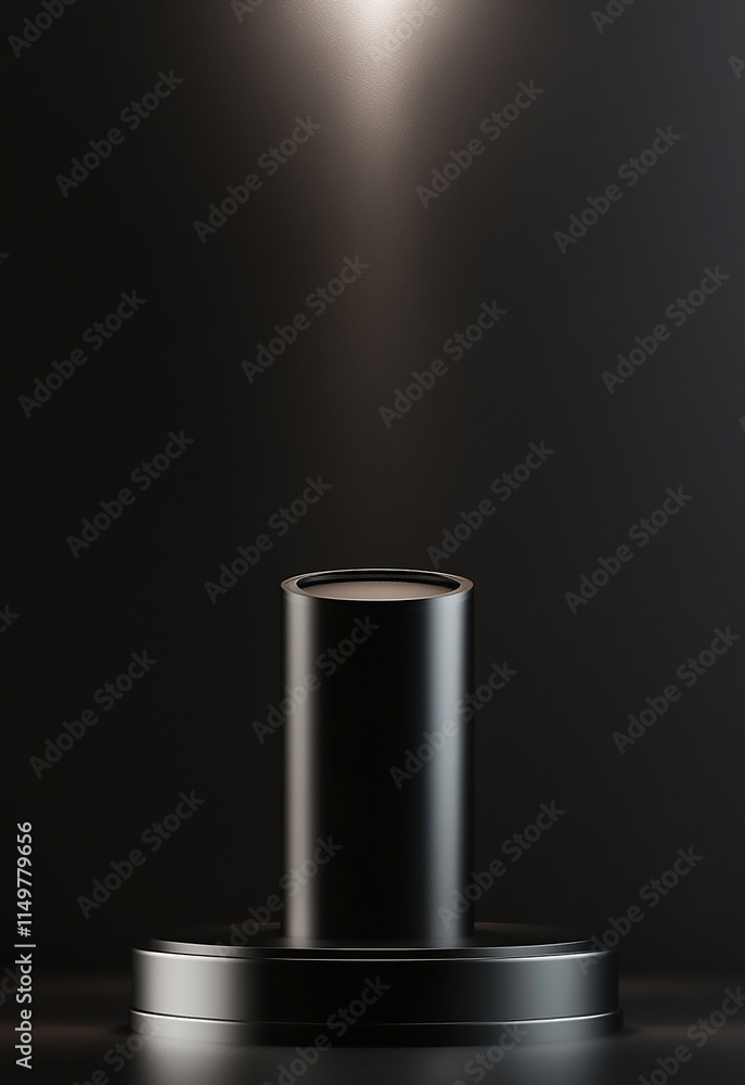 Poster abstract black color background and step of podium for product presentation. black podium or pedesta