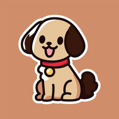 Adorable Gray Dog with Blue Bandana - Cute Cartoon Illustration