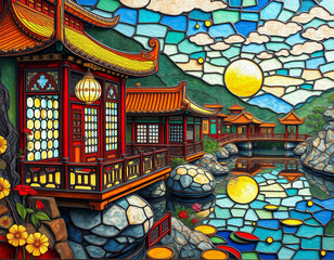 Obraz premium Oriental pattern. Oil painting. Pattern for printing on wall decorations, covers, leaflets, business cards