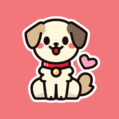 Happy Cartoon Brown Dog with Red Collar - Fun Illustration