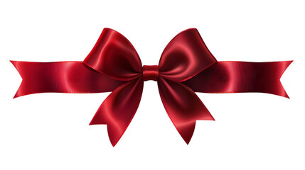 Fototapeta premium Vibrant red ribbon bow with smooth loops and a shiny finish, suitable for decorative purposes or festive accents. Isolated on transparent background