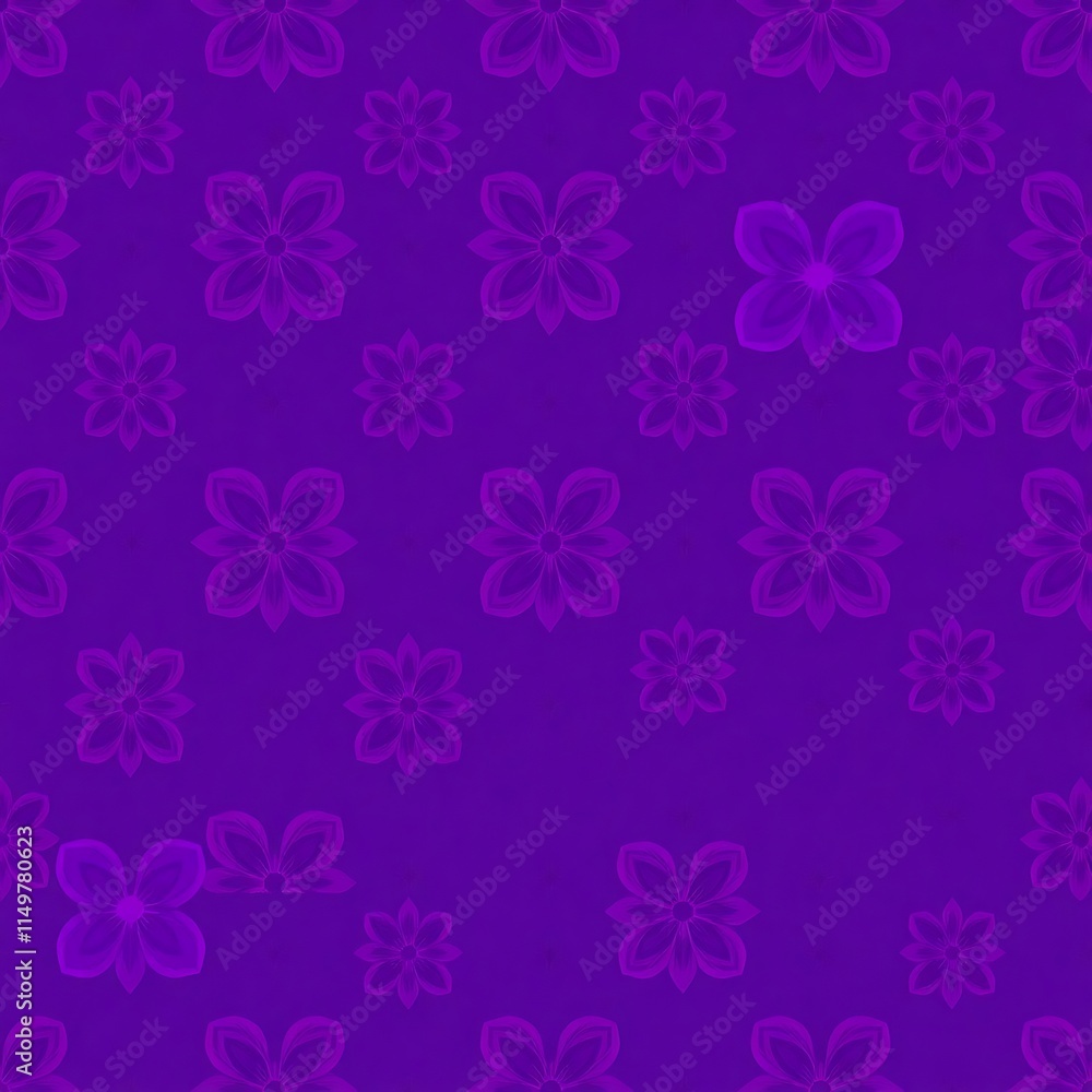 Poster purple floral seamless pattern: a delicate and intricate design featuring a subtle blend of light an