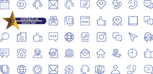 Contact us icon collection set. Containing phone, email, chat, location, smartphone, 