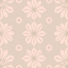 Fototapeta premium Pastel Floral Pattern: A seamless pattern featuring delicate pink and beige floral motifs, perfect for adding a touch of elegance and sophistication to your designs. 