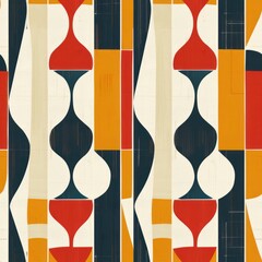 Fototapeta premium vintage old retro abstract shape illustration picture trend colorful seamless pattern tile poster creativity century art