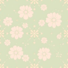 Pastel Floral Pattern: A delicate and charming seamless pattern featuring soft pink floral designs on a light green background. Perfect for adding a touch of elegance and femininity to your designs. 