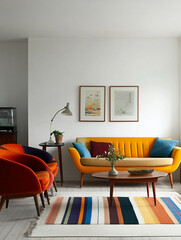 Charming living room design modern home interior decoration cozy environment wide angle view contemporary style for optimal comfort