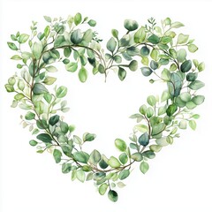 Fototapeta premium Watercolor Eucalyptus Heart Wreath