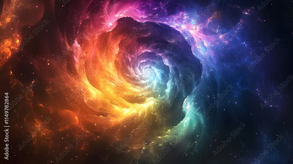Poster cosmic swirl of colorful nebulae outer space abstract art galactic environment vibrant viewpoint uni