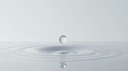 A single water drop creates a ripple in still water.