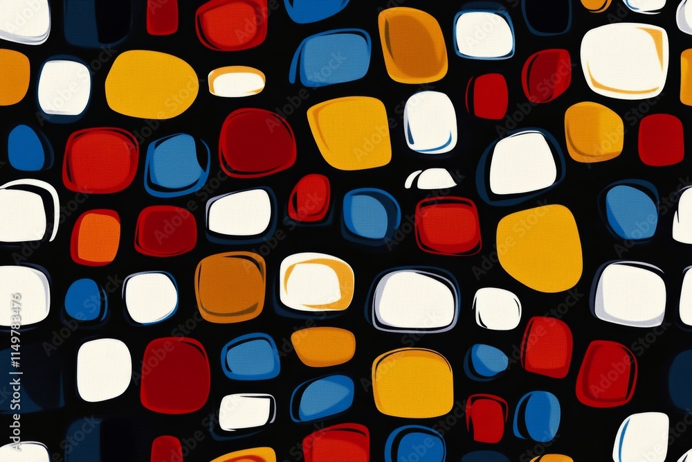 Poster colorful pattern of squares and rectangles. the squares are in various colors and sizes. the pattern