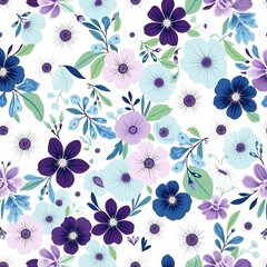 Obraz premium Floral Dream in Purple and Blue Hues 