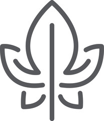 Simple and clean line art showcasing a symmetrical leaf, representing environmental awareness, promoting organic products, and highlighting eco friendly practices and sustainability