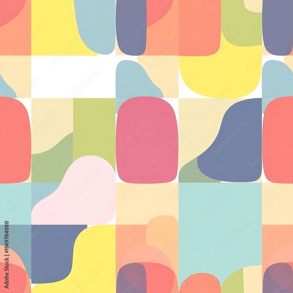 Poster abstract geometric pattern: a cheerful and vibrant seamless pattern featuring colorful abstract shap