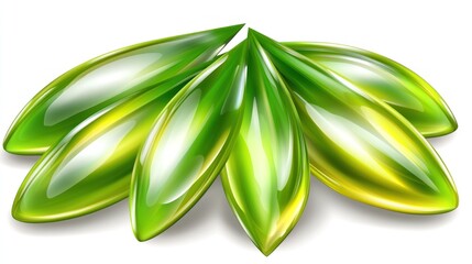 Fototapeta premium Green glossy leaf-shaped capsules.