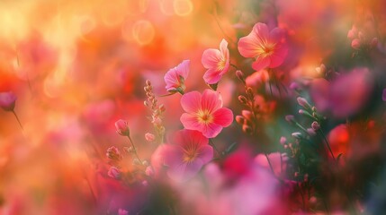 Colorful wildflowers bloom in a vibrant meadow during golden hour