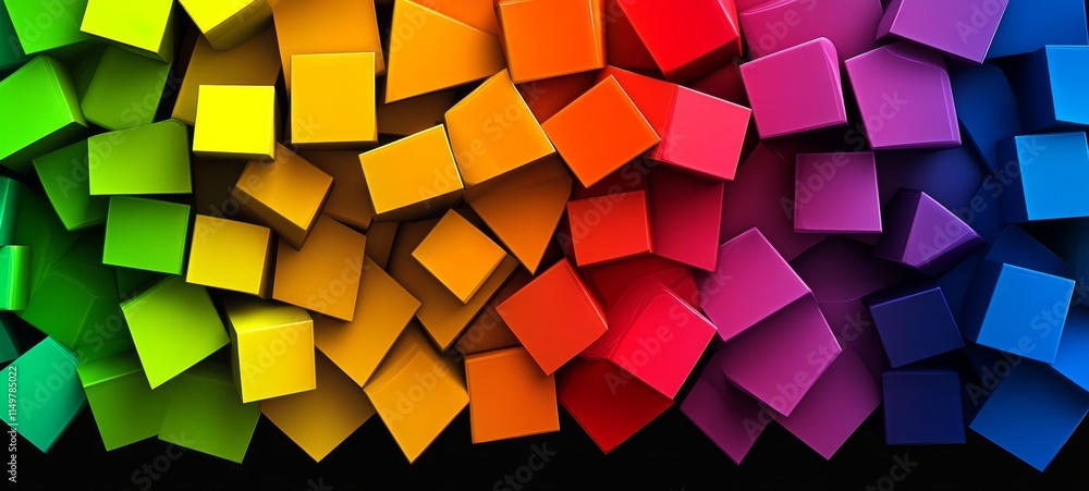 Poster colorful image of blocks in various colors. the blocks are arranged in a way that creates a rainbow 