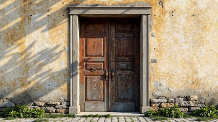 Old wooden door transparent background