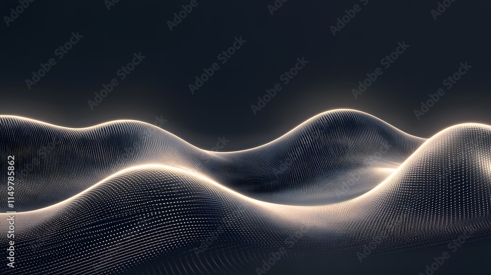 Poster dynamic wave patterns digital realm abstract art modern aesthetics side view visual representation