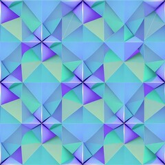 Obraz premium Geometric Abstract Pattern: A seamless pattern featuring a mesmerizing array of blue, green, and purple triangles.