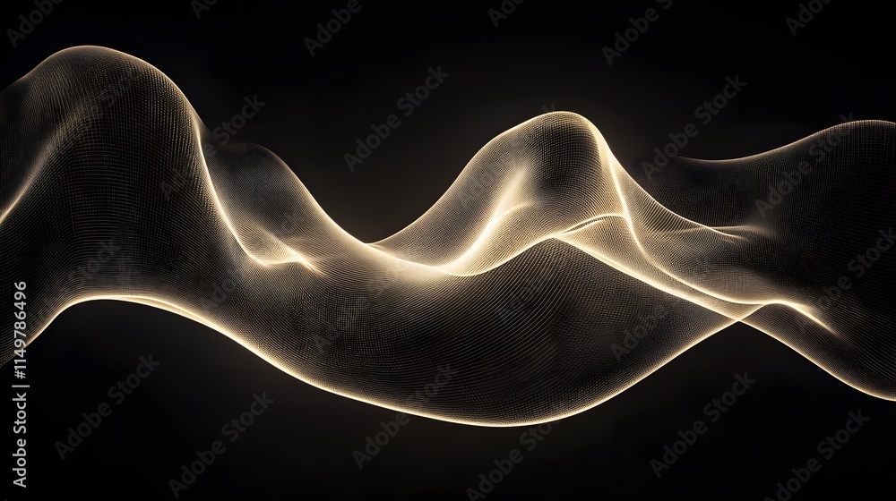 Poster dynamic flowing light patterns digital space abstract art dark background close-up visual concept fo