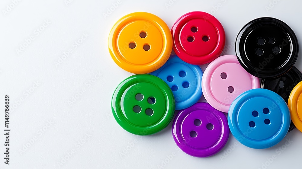Aufkleber row of colorful buttons are arranged on a white background. the buttons are of various colors, inclu
