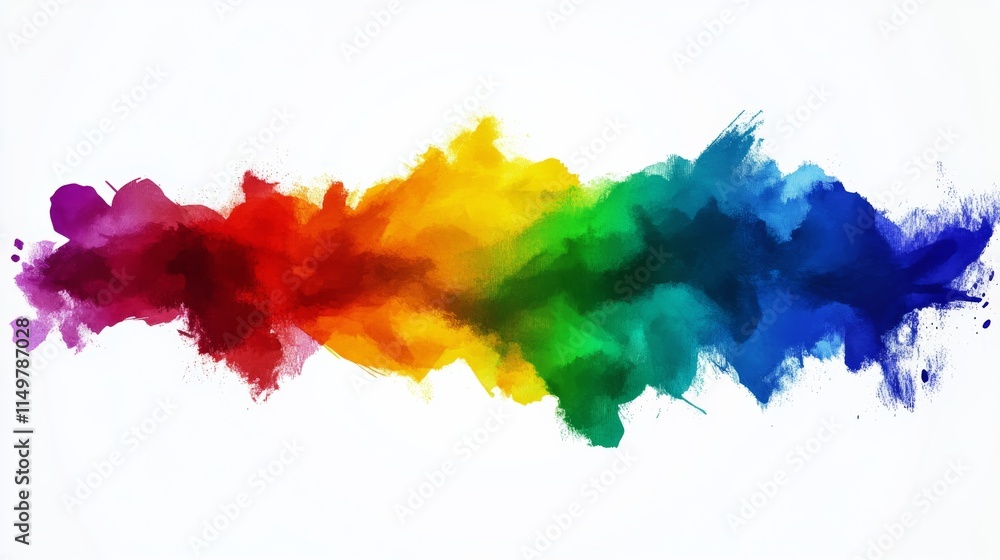 Aufkleber rainbow of colors is splattered across a white background. the colors are vibrant and bold, creating