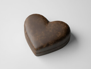 Chocolate heart-shaped box, white isolated background