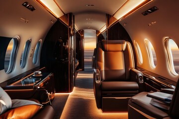 Fototapeta premium Illustration of a Lavish Aircraft Cabin Design