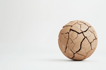 Obraz premium Cracked sphere on a minimalist background showcasing texture and detail.