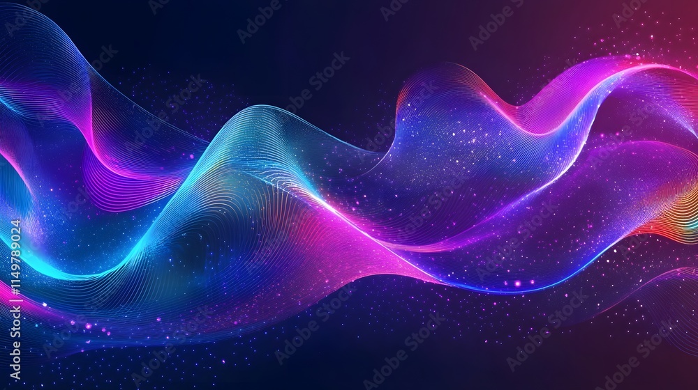 Aufkleber dynamic flowing waves of colorful light abstract digital art vibrant background studio environment c