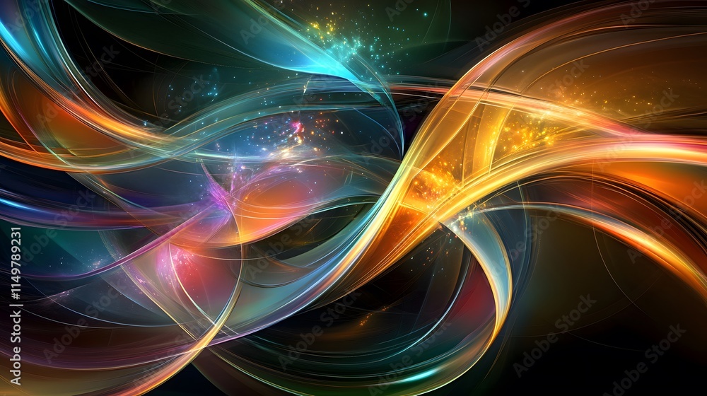 Aufkleber dynamic color waves abstract art digital creation vibrant environment high contrast viewpoint motion