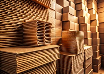 Sustainable Cardboard Packaging: Textured Layers & Monochrome Background - Vertical Stock Photo
