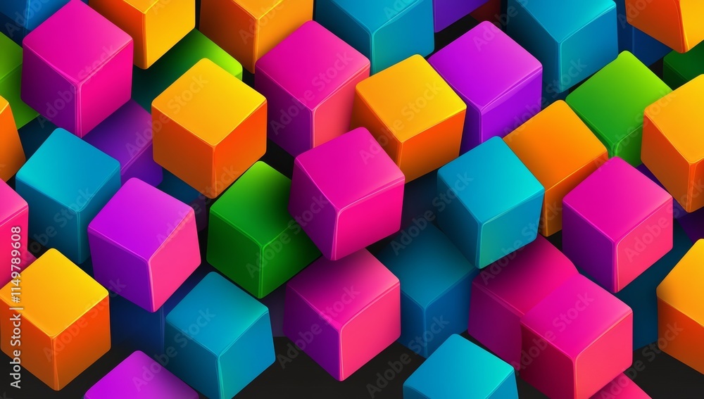 Poster colorful image of blocks in various colors. the blocks are arranged in a way that creates a sense of