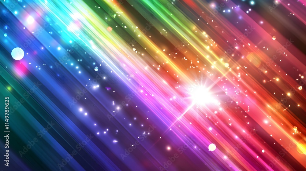 Poster vibrant light rays and sparkles abstract background digital art colorful environment artistic concep