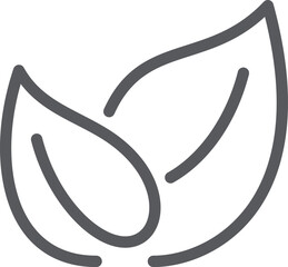Minimalist line art featuring two overlapping gray leaves, conveying themes of nature, organic products, and eco friendly businesses, enhancing a sense of sustainability and wellness