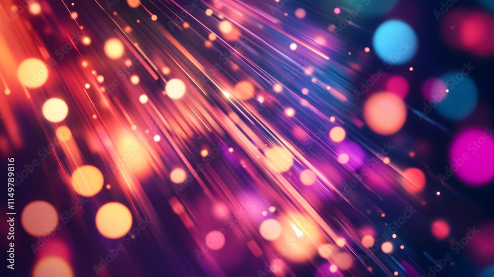 Poster dynamic light trails and bokeh effects abstract background digital art vibrant colors artistic conce