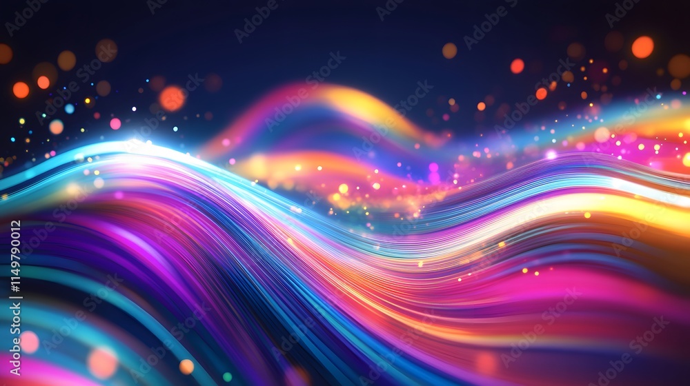 Fototapete dynamic colorful waves in abstract art digital realm graphic design vivid atmosphere close-up perspe