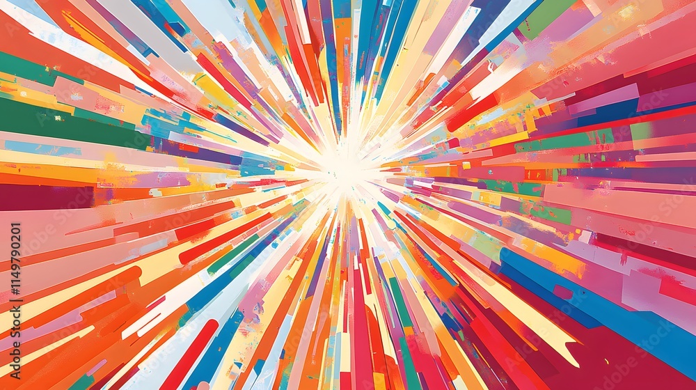 Poster dynamic explosion of colorful abstract lines digital artwork vibrant environment creative concept