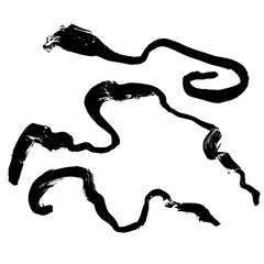 Fototapeta premium Dry Brush Grunge Wave Stroke Set