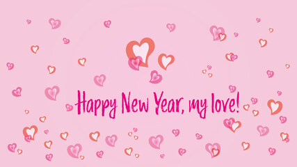 Happy New Year, My Love Message with Hearts