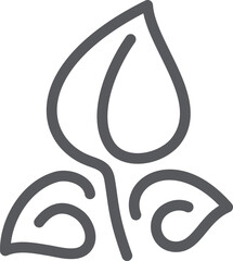 Minimalist line art illustration featuring a stylized sprout with three leaves, symbolizing growth, nature, and new beginnings, suitable for eco friendly or organic product branding