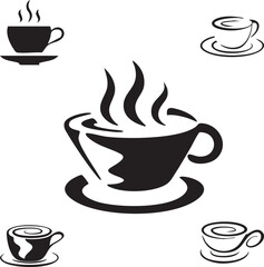 Obraz premium Coffee mug,Coffee cup pattern,Coffee cup symbol,Coffee cup hand-drawn,Coffee cup sketch vector design icon symbol set