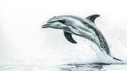 Obraz premium Dolphin Leap: A graceful and powerful dolphin leaps from the water, its sleek body and shimmering scales catching the light in this breathtaking moment of pure freedom and joy. 