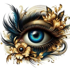 eye with feathers